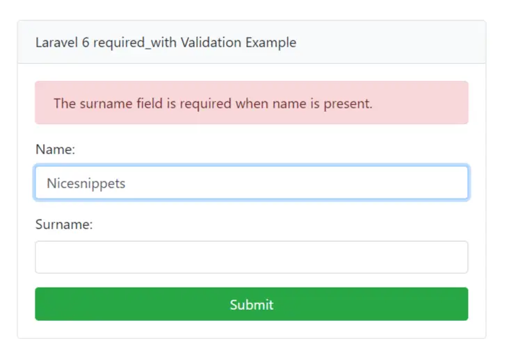 Laravel 6 required_with Validation Example